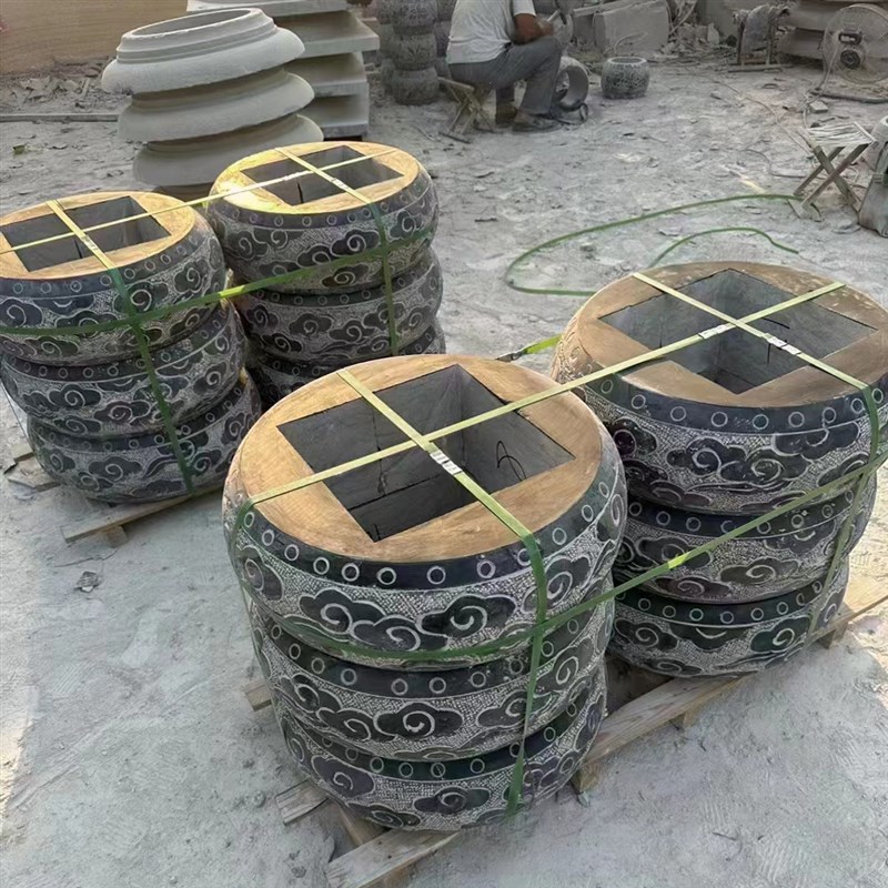 石雕柱墩青石仿古做旧柱顶石寺y庙祠堂大殿空心石柱脚花岗岩柱础