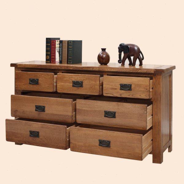 纯实木七斗柜卧室抽屉储物柜餐厅收纳柜客厅置物柜整装白橡木家具