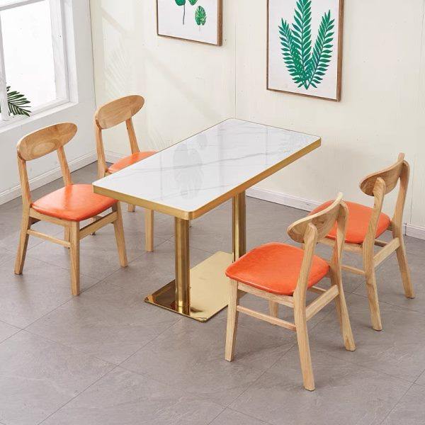 快餐桌椅实木椅凳小吃饭店餐饮商用岩板包金边咖啡汉堡圆方桌,住宅家具,岩板餐桌,淘宝优惠券,粉丝福利购,淘宝优惠卷