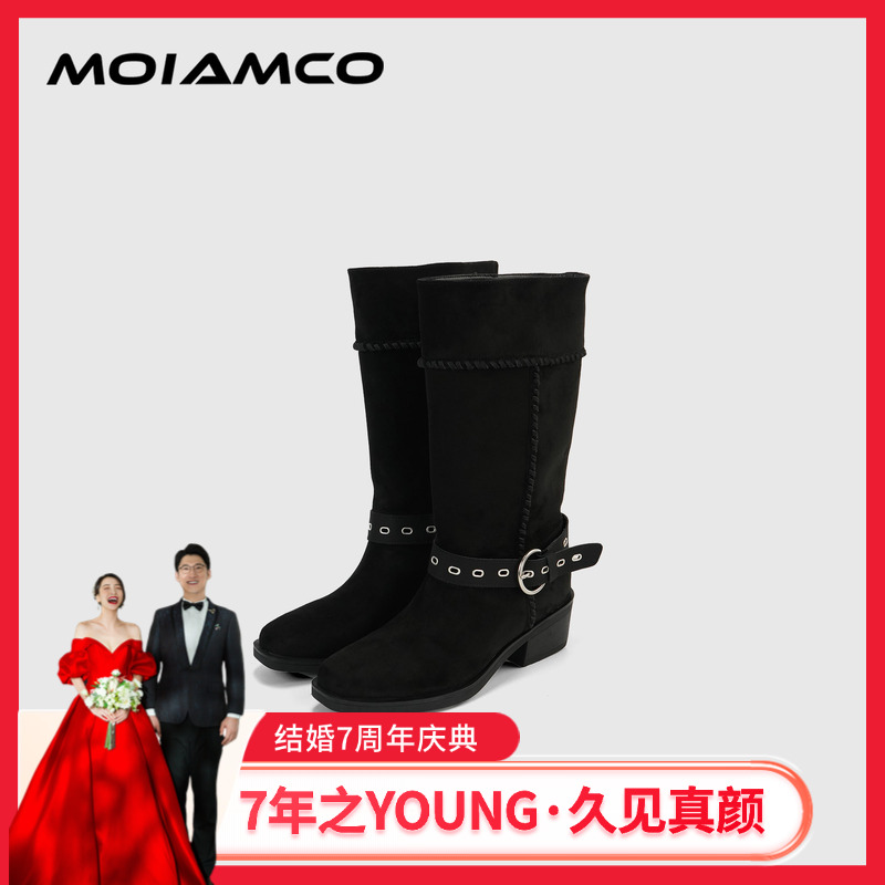 露露酱NN~ 「金属扣带时装靴」Molamco磨砂真皮金属扣带时装靴