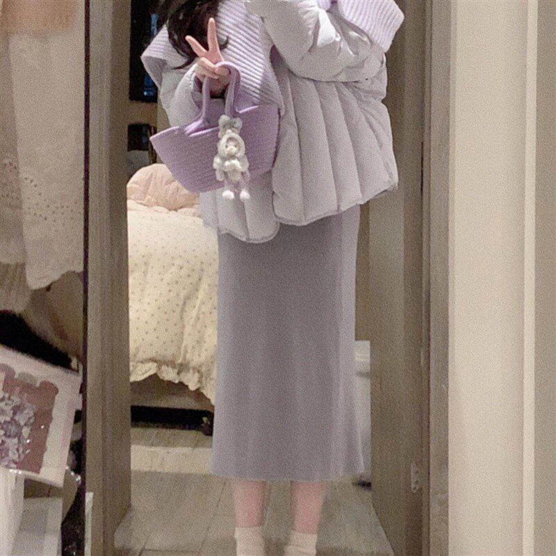 韩版甜美风紫色披肩轻薄棉服女冬季奶fufu小个子宽松保暖棉衣外套