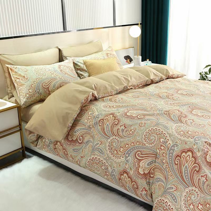 佩斯利复古花纹全棉四件套摩洛哥风美式60支长绒棉被单被罩床笠款