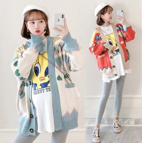 孕妇毛衣外套女开衫春秋冬外穿时尚大码宽松网红上衣韩版洋气套装