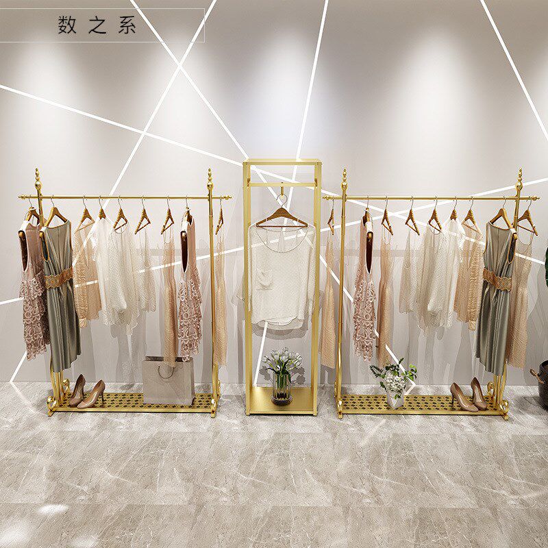 服装店展示架个性创意挂衣架展示架男女装店衣架金色简约轻奢铁艺