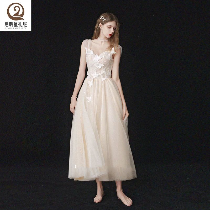 轻婚纱2024新款高级晚礼服成人礼宴会气质艺考连衣裙平时可穿夏季