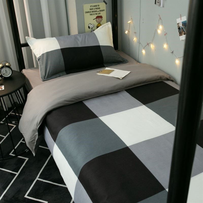 学生1米2床上宿舍床单被套三件套一米二单人被罩纯棉W寝室男生大