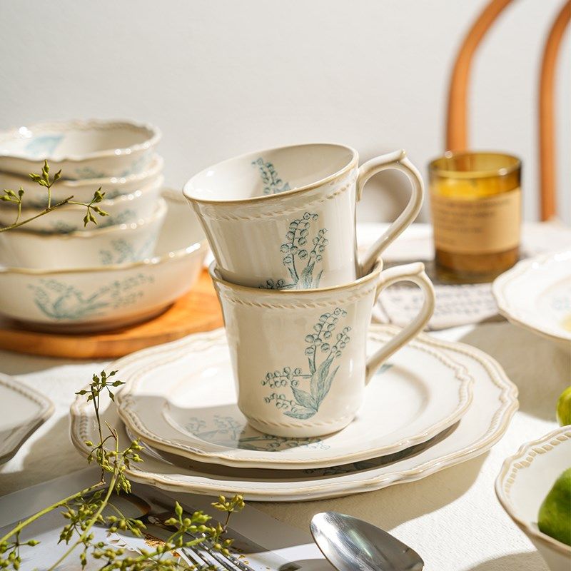 舍里复古法式铃兰陶瓷餐具米饭碗高级感汤面碗菜盘西餐盘组合家用,纺织面料/辅料/配套,服装加工设备,淘宝优惠券,粉丝福利购,淘宝优惠卷