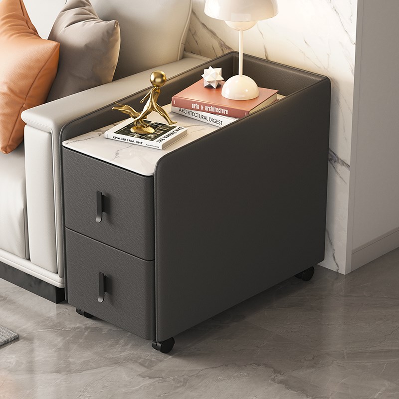 轻奢高端沙发边几柜茶水柜简约实木多功能带蓝牙音响USB智能边柜