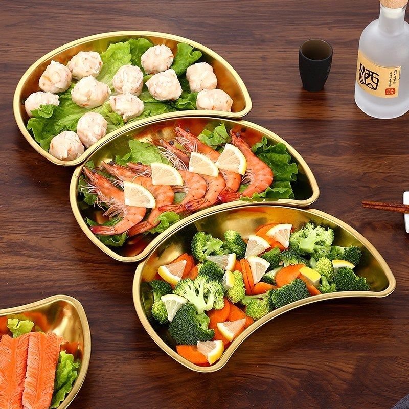 304不锈钢韩式月亮拼盘韩式创意组合家庭团圆聚菜盘月牙菜碟盘子,纺织面料/辅料/配套,服装加工设备,淘宝优惠券,粉丝福利购,淘宝优惠卷