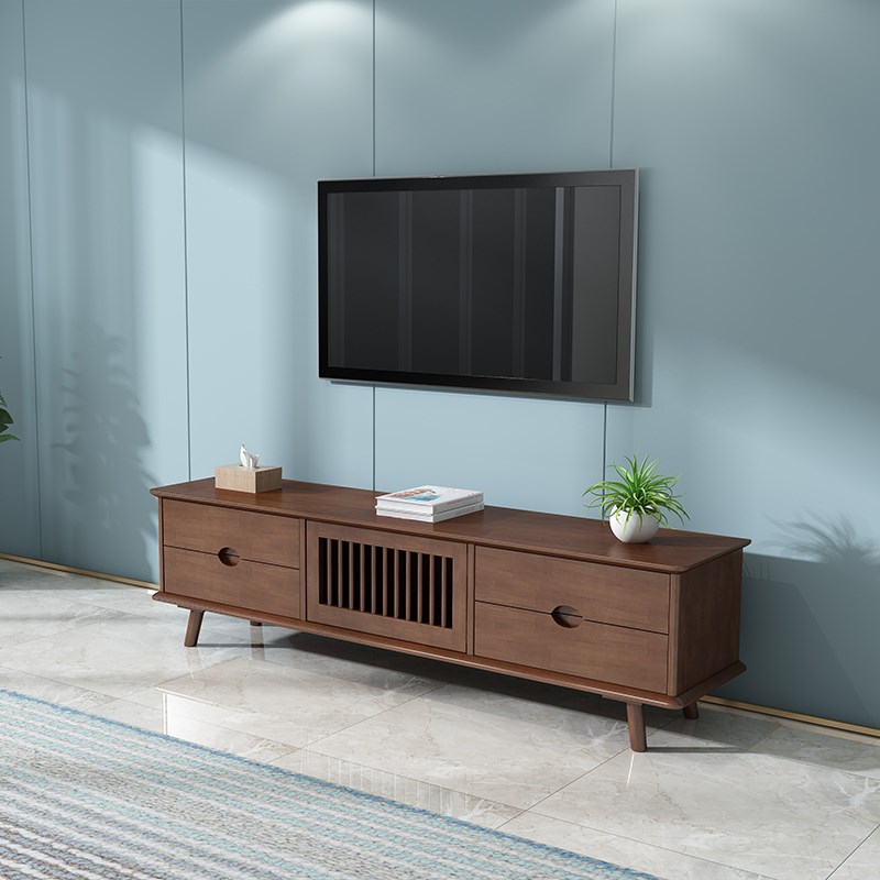 北欧全实木电视柜现代简约家用小户型茶几客厅地柜整装轻奢储物柜