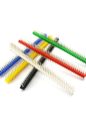 双排排针2*40双排针2.54mm间距2x40P黑白蓝红绿黄色排针10根