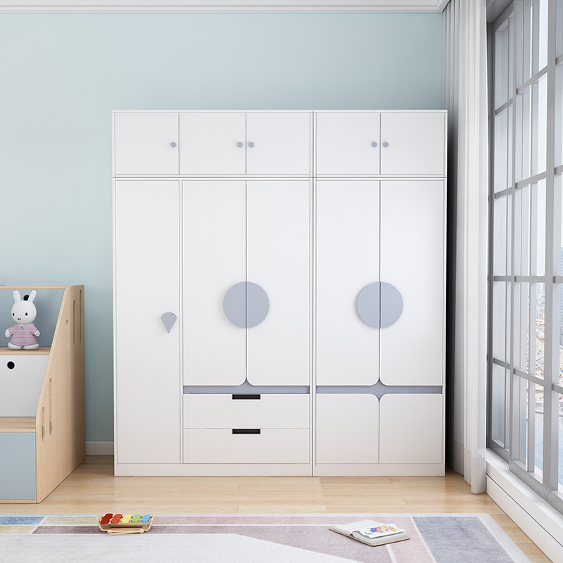 可比熊实木儿童衣柜收纳柜带顶柜简约男女小孩儿童房定制组合衣橱
