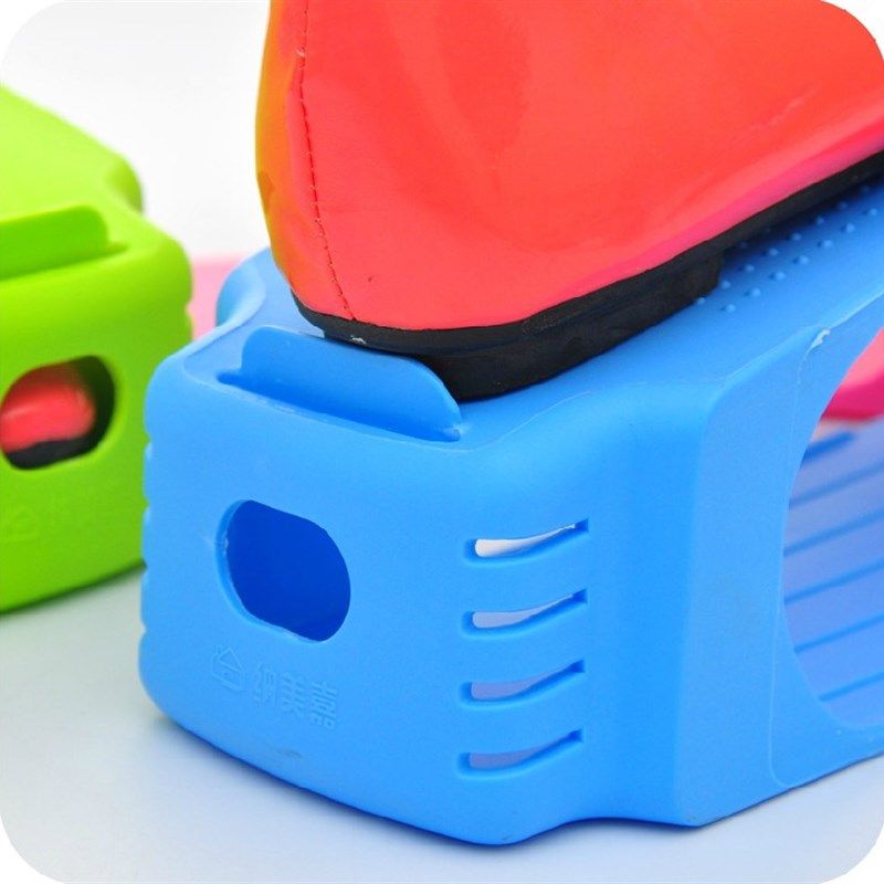 糖果色韩式加厚一体式鞋架收纳鞋柜简易塑料鞋架双层鞋架