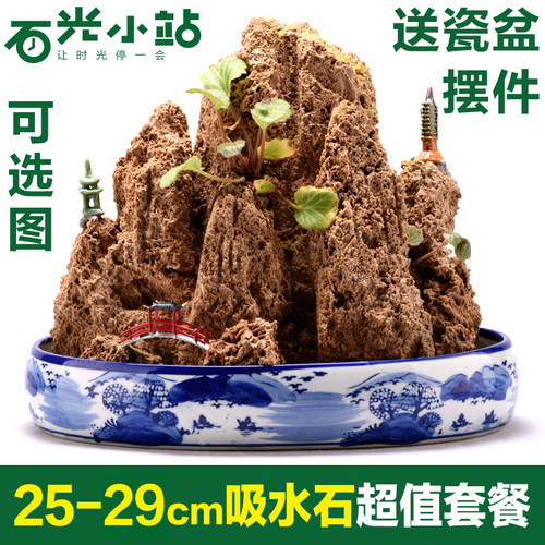 25-29cm上水石 奇石 吸水石盆景假山原石观赏石微景观园艺装饰石