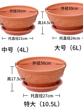 爱丽思加厚绿萝花盆室内树脂圆形大号绿箩多肉盆阳台塑料吊兰花盆