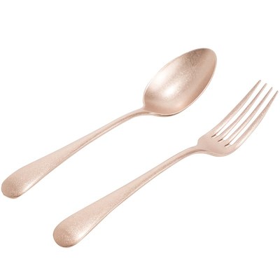 日本进口青芳AOYOSHI复古玫瑰金英式西餐具家用不锈钢刀叉勺子