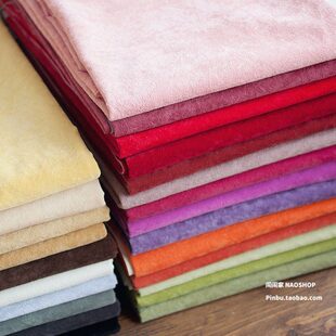 闹闹家24色手工基础素色沙发布冰花植绒布料抱枕装包口金纯色面料