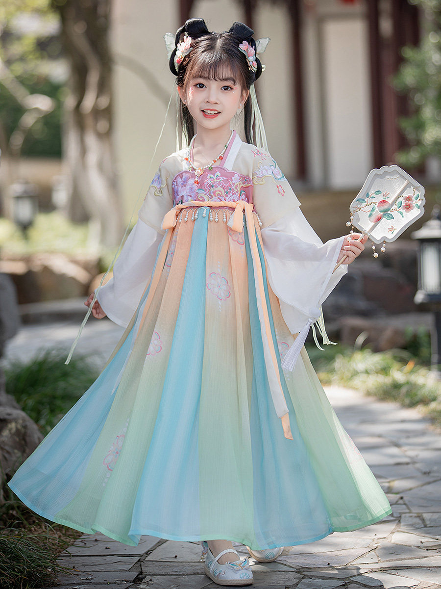 汉服女童春夏款2024新款儿童古装古风超仙中国风女孩大童唐装夏款