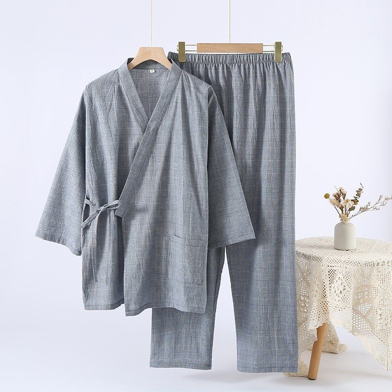 睡衣男士春秋2025日式简约纯棉和服套装夏季女士七分袖长裤家居服,女士内衣/男士内衣/家居服,睡衣/家居服套装,淘宝优惠券,粉丝福利购,淘宝优惠卷