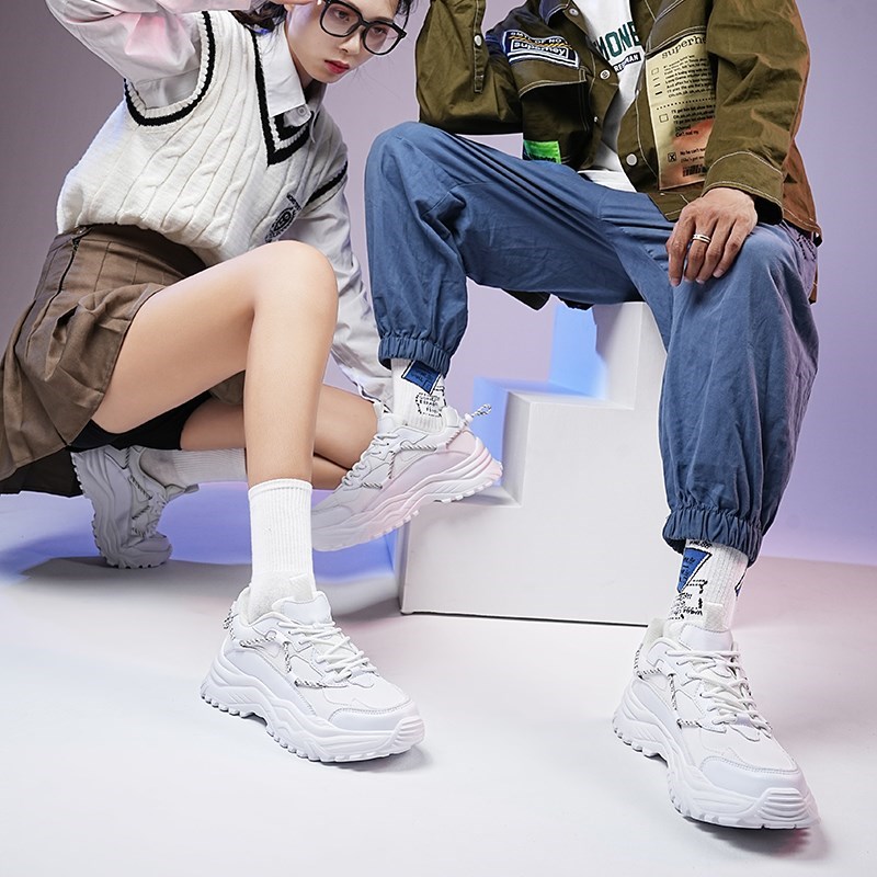 春夏鞋子男款皮面运动鞋男u鞋老爹休闲白鞋韩版潮流百搭男士小白