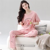 夏季 r纯棉印花家居服短袖 长裤 春秋2024年新款 套装 睡衣女全棉可出