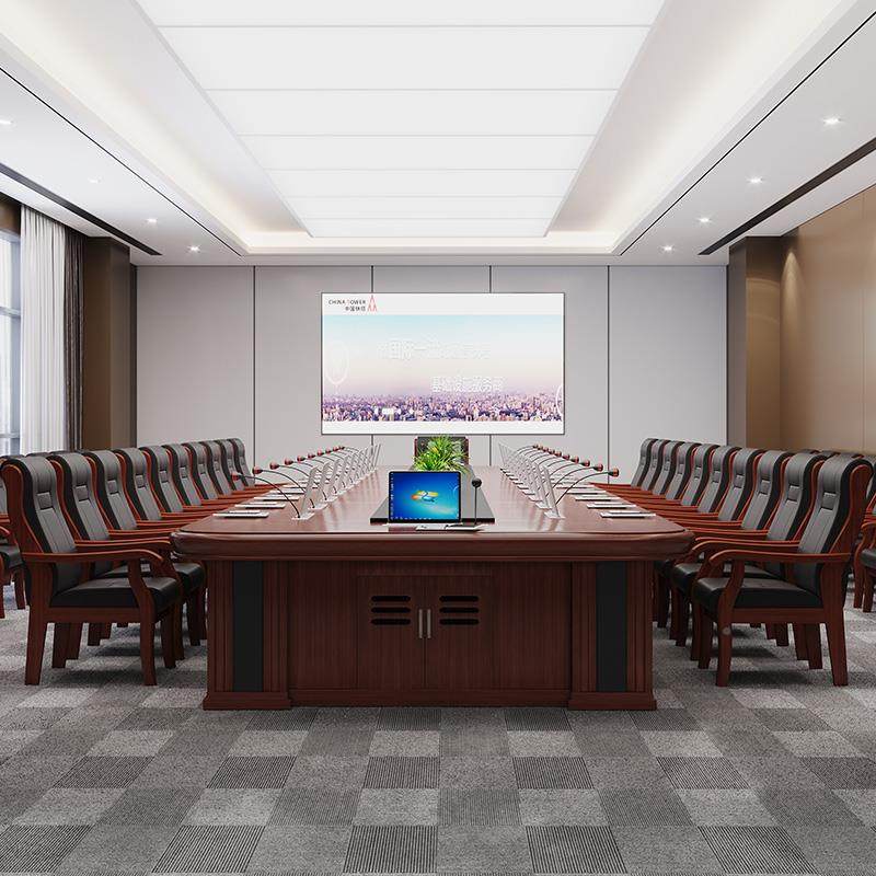 9无纸U化会议智能降屏会议室多升人开无品牌/会桌实木油漆大型会