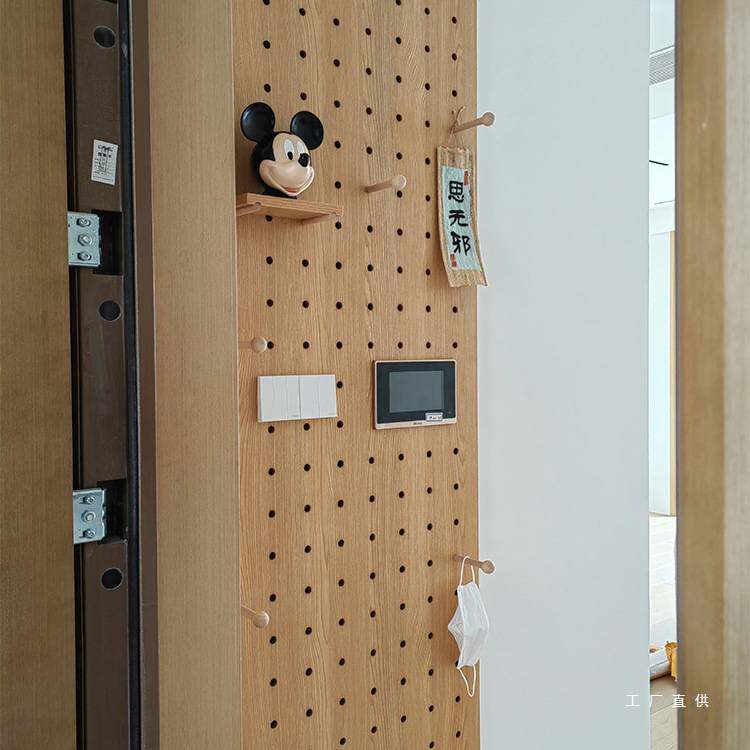 实木洞洞板展示架木质桌面墙面书桌收纳墙入户门口玄关置物架无