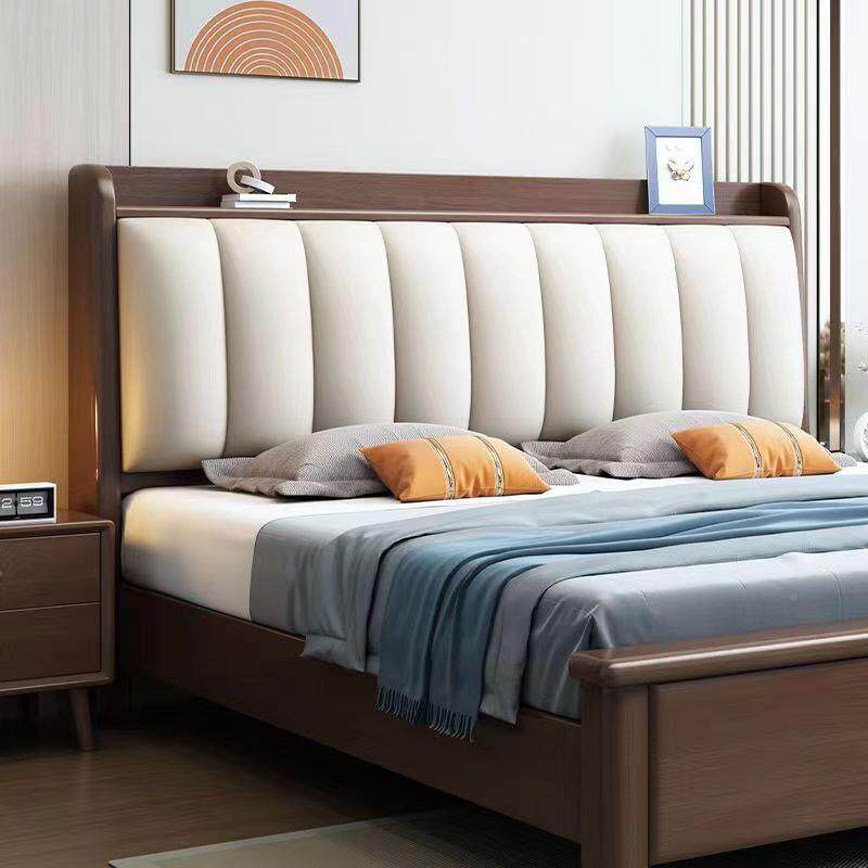 黑胡桃木实木床1.床4611#8单米双人床现代简约主卧大床1.5米人软