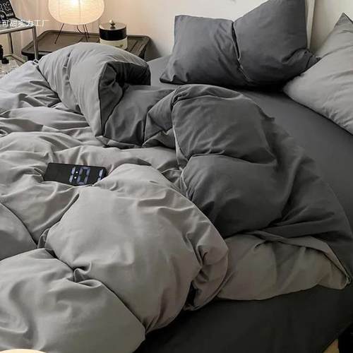 被套单F97T7MHH件宿1502学0020洗棉生舍1.5米纯色被罩双水人三件