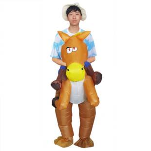 万圣节人偶搞怪行走动物表演服成人儿童派对演出服装骑行马充气服