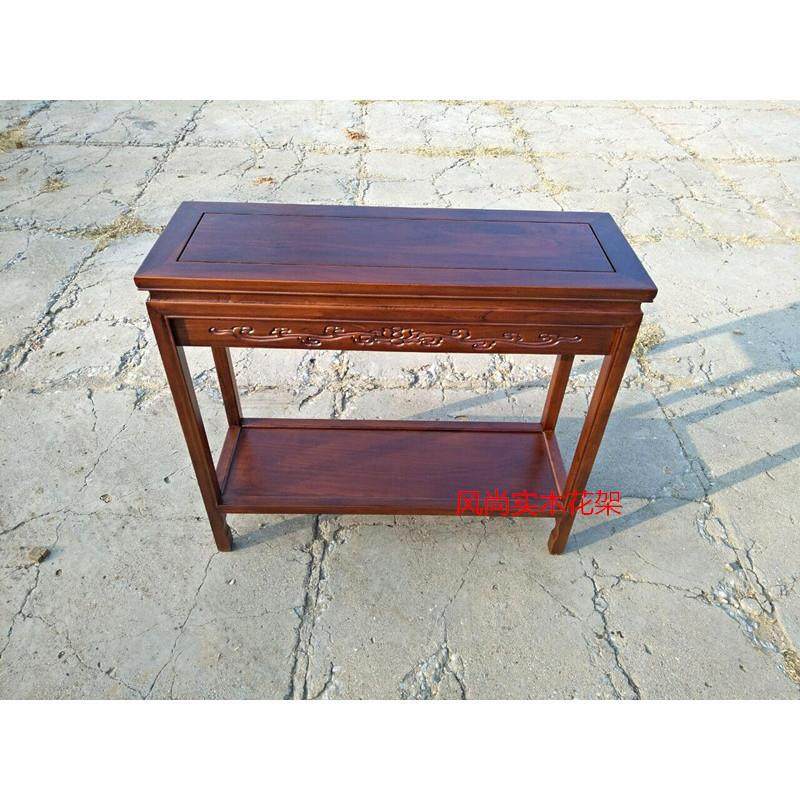 实底木长条花盆架子木质花架仿古中无品牌/式鱼缸客厅置小物架盆