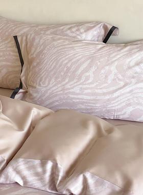 轻四奢天丝长绒套棉件套棉数码印花被全棉床单柔软纯裸睡床上WZL6