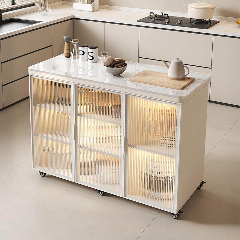 EhdCOX岩板功厨房置柜多能切菜桌操作台多层物边柜储餐物柜可移动