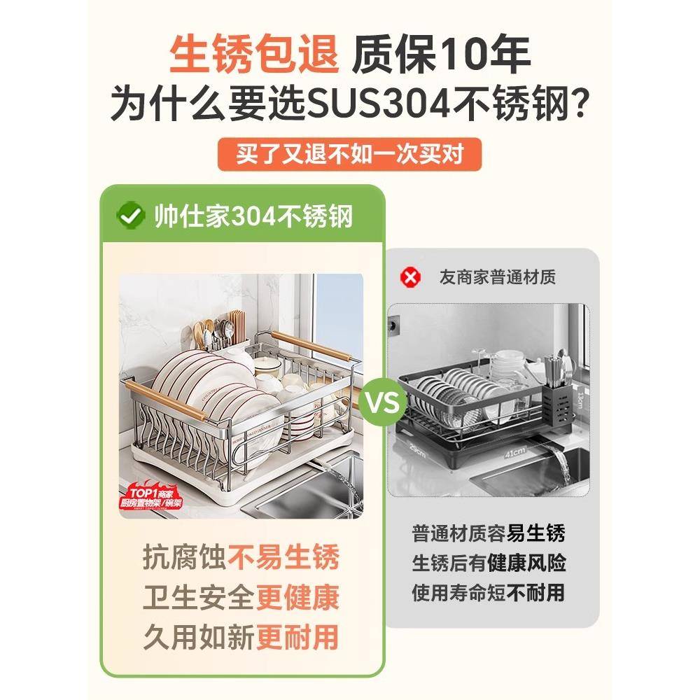 碗碟收纳碗架304不锈钢厨置物房架沥水放碗77982709筷碗盘篮沥水