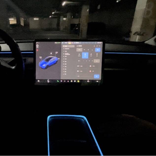 model3modelY氛围灯手机app控制中控灯带七彩LED改装配件