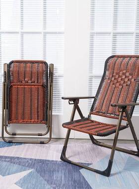 新款折叠躺椅老人休午休可坐可躺懒人椅闲睡椅椅编藤久WIK坐椅不