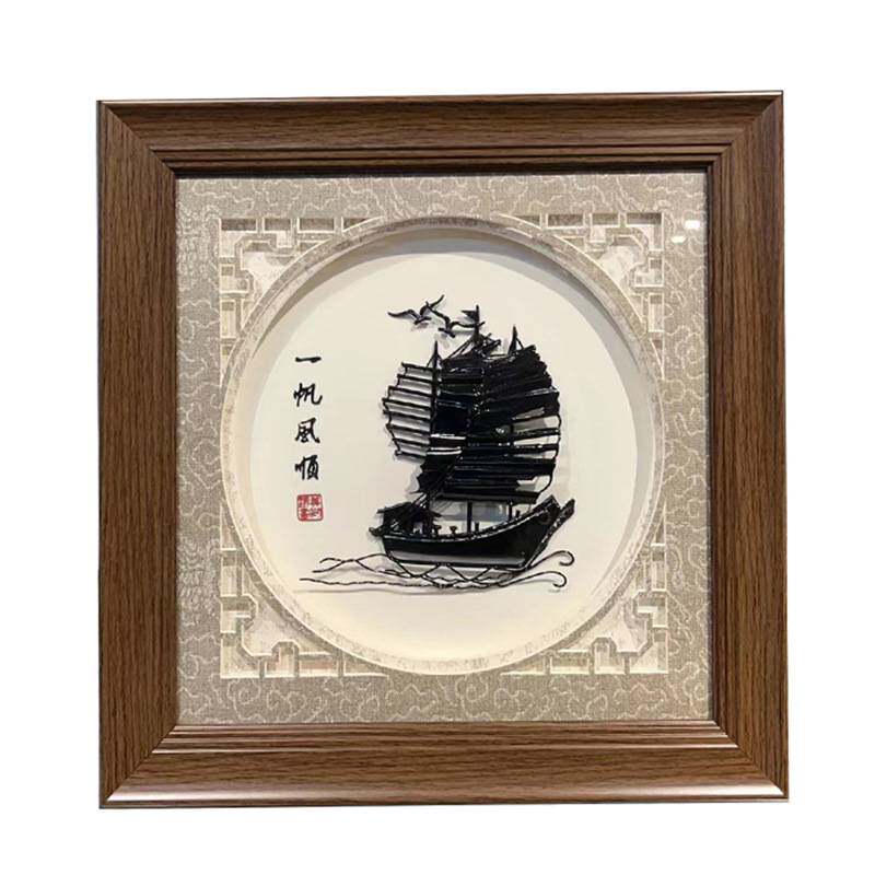 芜湖铁画迎客松马到成功中式摆件手工艺品安徽非遗会议商务纪念品