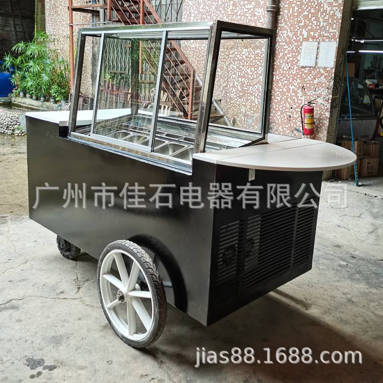 厂家新款 冰激凌手推车 商用 6盘雪糕花车 110V 户外冰淇淋餐车