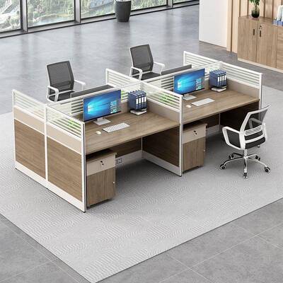 办公六桌组合简约现椅代员4596人位办公室桌子人位职员桌办公桌工