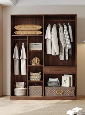 北美胡约桃木实木衣柜现代简衣主卧收纳PHA储黑物柜子平开四门柜