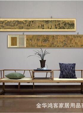 清明上河图新中式书房装画沙发背条景水画墨饰窄XBB长横幅国茶室