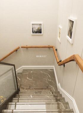 式靠楼梯扶手墙实防滑别墅幼儿园走廊通欧木IHT道栏杆儿童木扶手