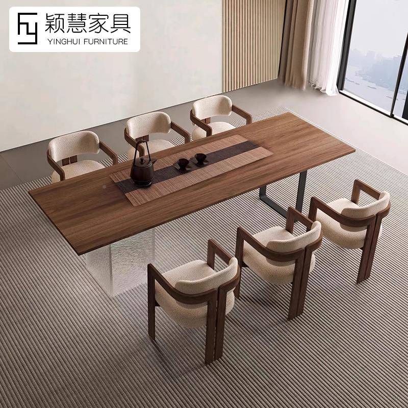 亚克力茶桌浮悬茶道桌家用小型泡茶NKC茶台实木桌椅组合公茶几办