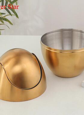 跨境款新30形4不锈钢垃A249圾桶小型彩色蛋桌摇盖式面迷你办公室