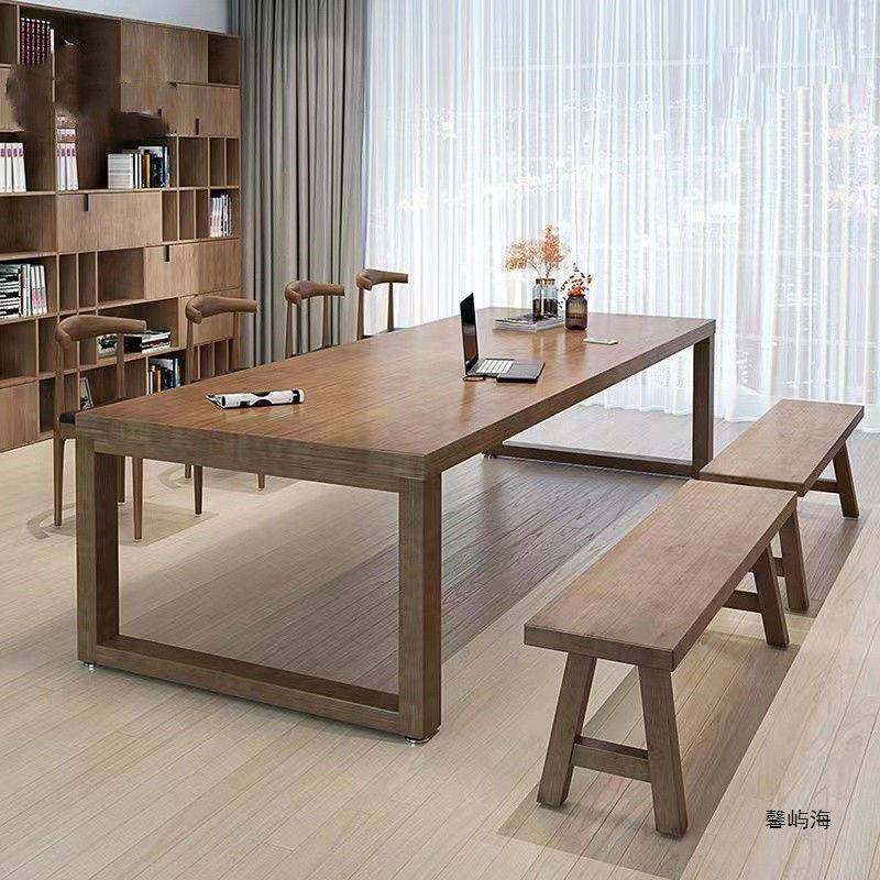 实木书桌办公桌商大板桌写字桌工台客厅长条桌办用公会脑000000议