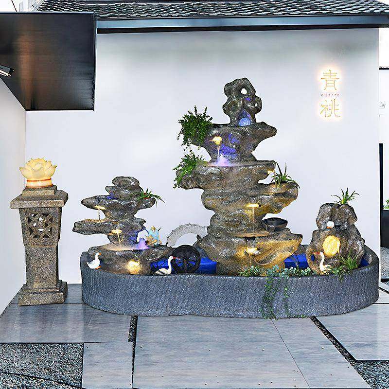 大型假山流UFB水喷鱼缸摆件户外别装墅花庭院饰泉鱼池景观造园景