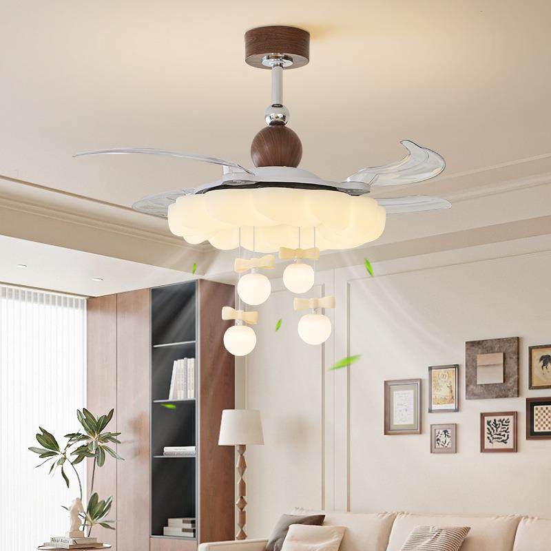 2025客新款吊扇1灯中古法式奶风光全谱护眼厅卧室餐油厅隐形风扇,家装灯饰光源,风扇灯,淘宝优惠券,粉丝福利购,淘宝优惠卷