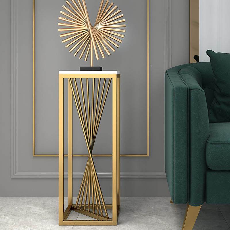 物hd装饰架客厅高架落地简约现代轻式奢花瓶架大花理石台面铁艺置