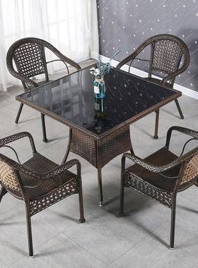 藤椅台腾桌椅休闲RYM组合茶几阳铁艺编五件套靠背院户外庭藤椅三