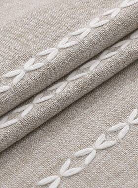 330克西波米农舍浴帘防水亚麻织物20240721浴帘与流苏复古乡村浴